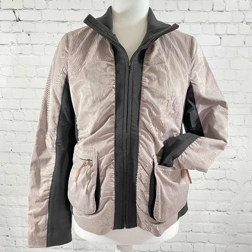 GEMELLI Italy Women's Zip-Up Bomber Jacket Coat Pockets Lavender Black Sz 8